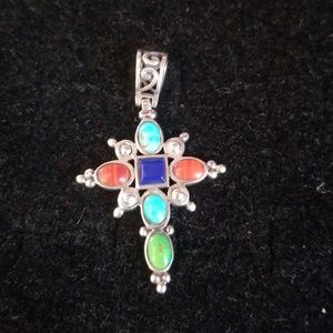 Sterling silver signed cross pendant